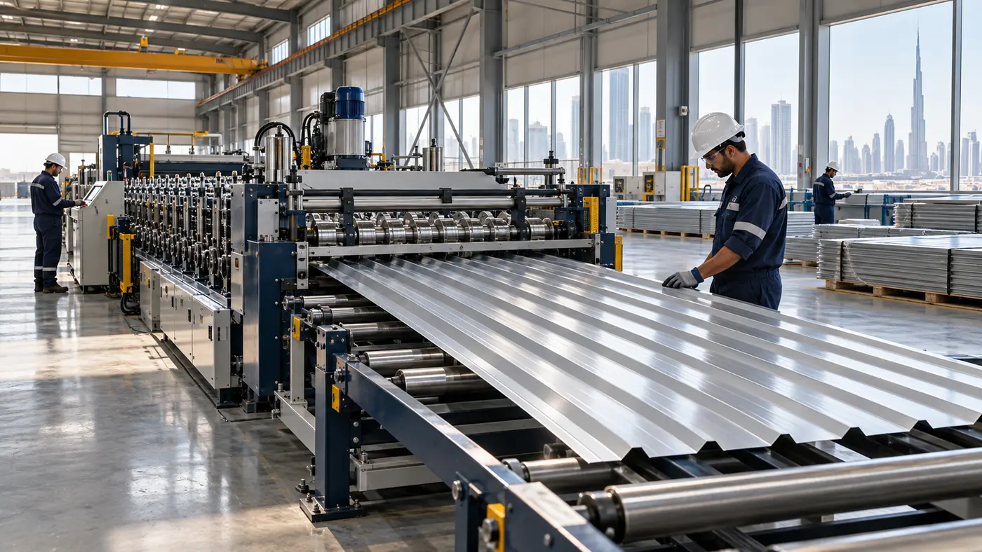 Illustrative view of metal sheet manufacturing and quality checks